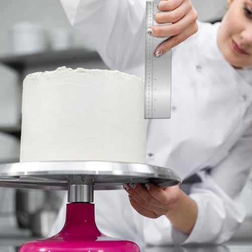 Metal Cake Scraper, 12 Inch Cake Edge Smoother with Scale Stainless Steel Baking Decorating Comb Cake Pastry Measuring Tool Cake Leveler for Home Kitchen