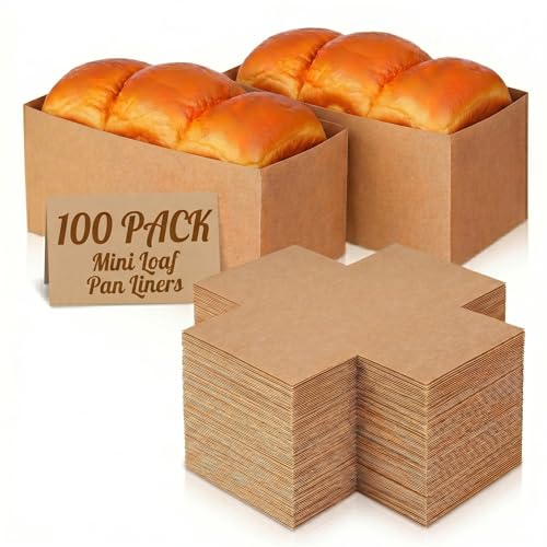 IMIKEYA Mini Loaf Pan Liners, Parchment, 6x3 Inch, 100 Pack