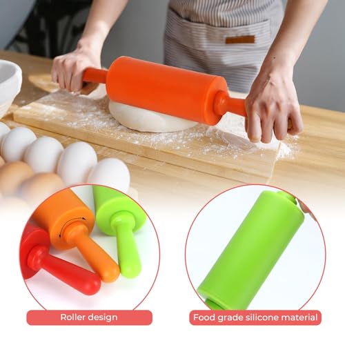 4 Pack Mini Rolling Pin for Kids,9 Inch Non-Stick with Plastic Handle