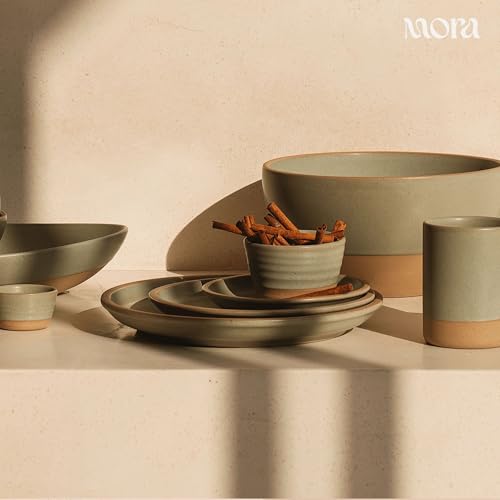 Mora Nano Ramekins Set of 4, 2oz Ceramic Pottery Sauce Cups - Microwave, Oven and Dishwasher Safe - Thyme - color: Thyme, size: Nano