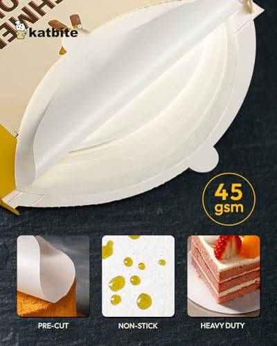 Katbite Parchment Paper Rounds, Non-Stick Heavy Duty, White, 5 Inch 200Pcs - color: White, size: 5inch