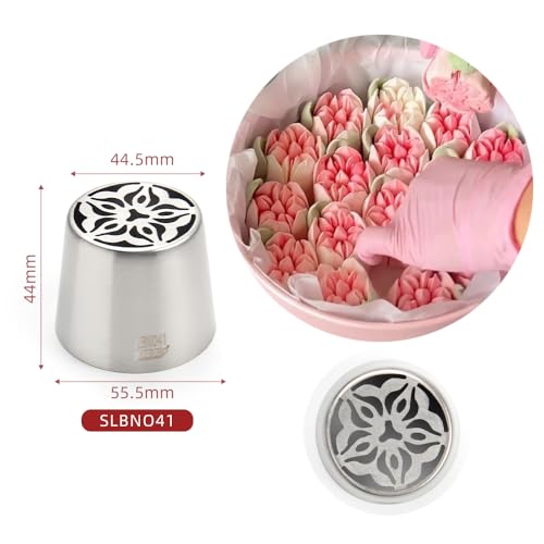10 Pieces Extra Large Stainless Steel Russian Flower Piping Tips Kit - color: SILVER SET2