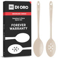 DI ORO Silicone Cooking Spoons - Solid & Slotted Set, 2-Pc Clay - color: Clay