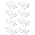 mDesign Small Plastic Kitchen Storage Container Bin with Handles - Organization in Pantry, Refrigerator or Freezer - Food Organizer for Fruit, Yogurt, Squeeze Pouches, Ligne Collection, 8 Pack, Clear - size: 10 x 6 x 3