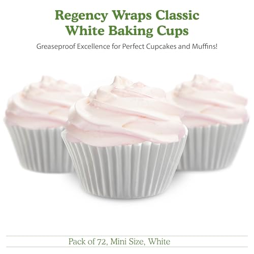 Regency Wraps Baking Cups, Greaseproof White Mini Cupcake Liners, 72 - color: White, size: Mini (Pack of 72)