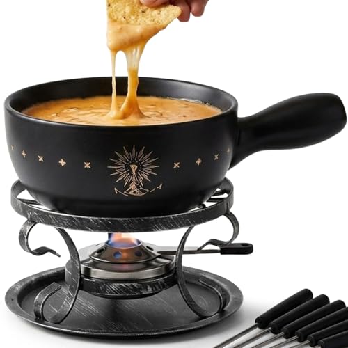 Artestia Ceramic Fondue Pot Set for Cheese & Chocolate