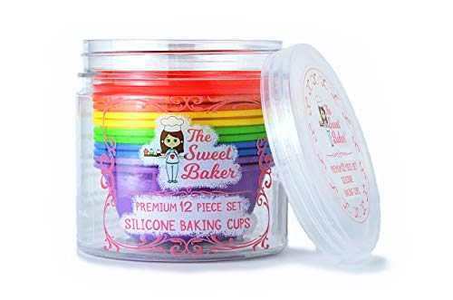 | Professional Silicone Baking Cups | Premium 12 Piece Set | Reusable Cupcake Muffin Pans | BPA Free - size: Standard