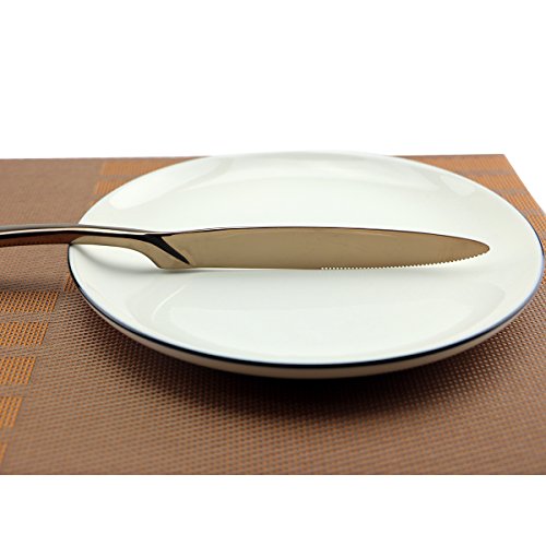 Cutlery Set Rose Gold, 5 Piece Rose Gold Plated Stainless Steel Silverware Flatware Sets, Service for 1 - size: 1-set-rose gold