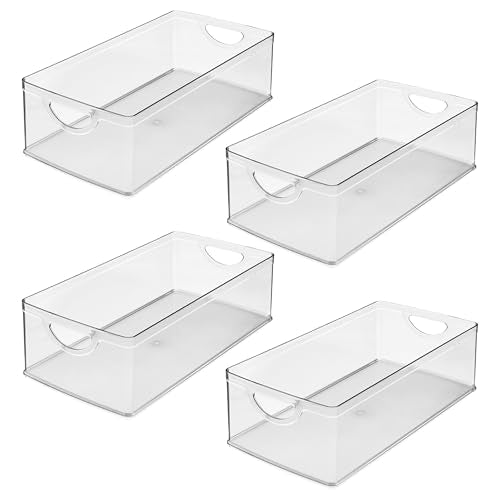 iDesign Stackable Clear Plastic Extra Long Storage Bin, 4-Pack - style: Pack of 4