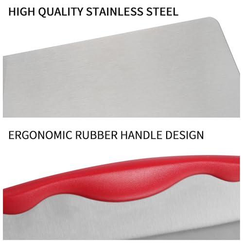 Cake Safe Lifter 7.8"x9.6" Stainless Steel Pizza Transfer Shovel Cookie Spatula - color: Dark Red