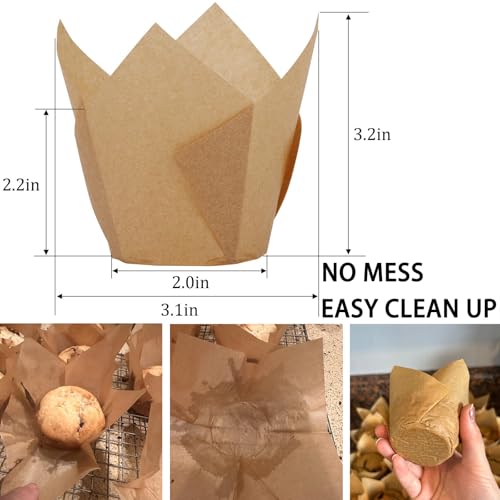 Tecbeauty 300pcs Cupcake Liners Muffin Liners Tulip Baking Cups Greaseproof Paper Wrapper for Party, Christmas (Multicolor) - color: Multicolor