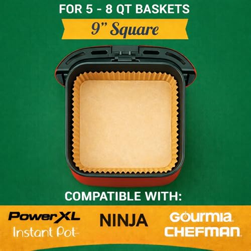 Air Fryer Liners Disposable – 125 pk 8" Unbleached Non-Stick Parchment Paper, Fits 5-8 QT Basket, Air Fryer Liners | Airfryer Liners (Pack of 2) - size: Square 8" (Pack of 2)