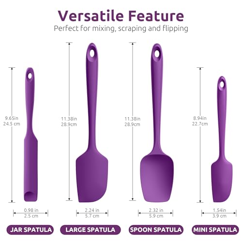 U-Taste 600ºF Heat Resistant Silicone Spatulas for Cooking, 4Pcs/Purple - color: Purple