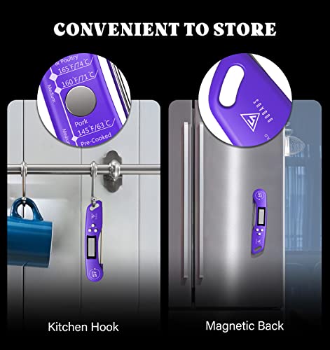 DOQAUS Meat Thermometer – Temperature Dial Thermometers for Cooking Backlight & Auto-Rotating Display, Kitchen Gadgets Essentials for BBQ Oven Grill Smoker Candy Purple - color: Purple