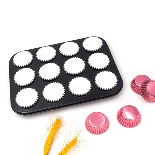 Mini Foil Paper Cupcake Liners, Perfect for Mini Cupcakes, Muffins and Other Treats, Pack of 320, Rosegold - color: Rosegold