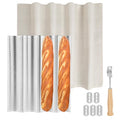 15 Inch Baguette Bread Pan Kit, 4-Slot Nonstick French Baking Tray - color: Silver