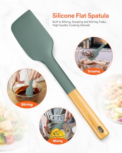 Badiano Silicone Heavy-Duty Spatula, Rubber Scraper for Nonstick Cookwares - color: Forest Green