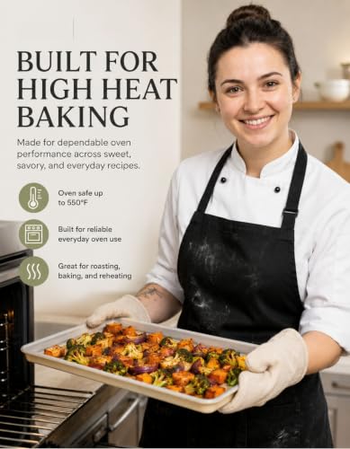 Boxiki Kitchen Ceramic Baking Sheet Half Size 17"x11" - Heavy Duty 0.6mm Aluminized Steel Pan, KFCC Ceramic Coating Nonstick Cookie Sheet, Oven Safe to 550°F, Rustproof & Warp Resistant Baking Tray - color: Half Ceramic Sheet Cream