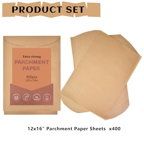 400 Pcs Parchment Paper Sheets, 12x16 Inches Precut Non-Stick Cooking Paper - size: 12x16inch 400pcs