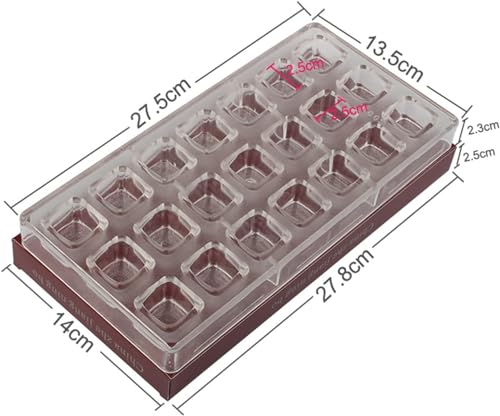 21 Grid Chocolate Candy Mold PC Polycarbonate Chocolate Making Mould with Scraper (Cube Shape) - color: Cube Shape