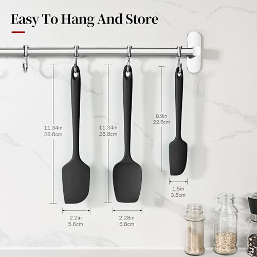 600ºF Heat Resistant Silicone Spatula Spoonula Set of 3, Black - color: (2) Black, size: 3 Spatulas