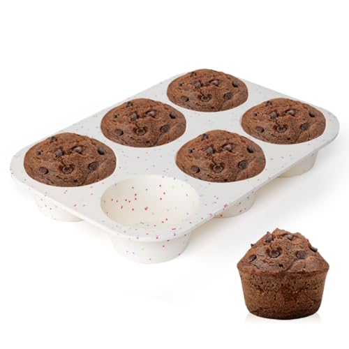 CAKETIME Jumbo Muffin Pan, 3.5 Inch Large Muffin Pan 6 Cup Silicone Jumbo Muffin Tin for Baking Giant Homemade Muffins, Cupcakes, Frittatas Non Stick 1 Pack Confetti - size: 1pc: Jumbo 6-Cup