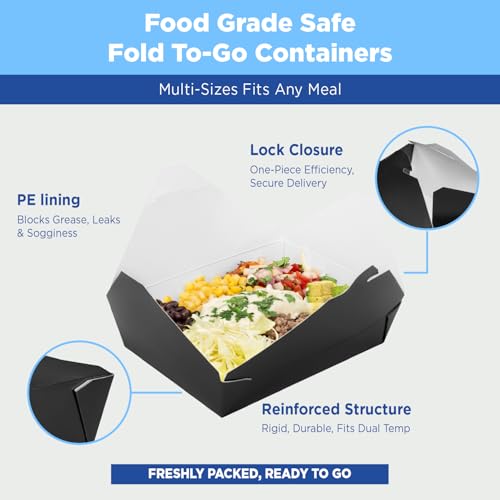 Karat Paper to Go Boxes [30 oz - 450 ct] Leak-Resistant, Microwavable, Heavy-Duty Take Out Boxes | Grease Resistant & Stackable, Black - color: Black, size: 30