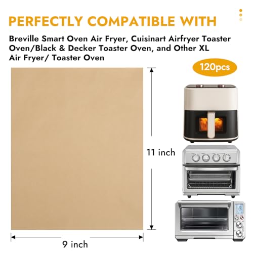 BYKITCHEN 11 x 9in Disposable Air Fryer Parchment Paper Sheet Liners,120PCS - size: 9 x 11 Inch