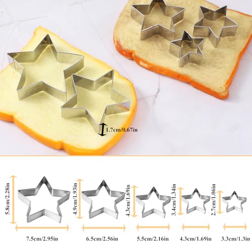 5 Pcs Star Shapes Molds, Star Cookie Cutter Set (5 Sizes)