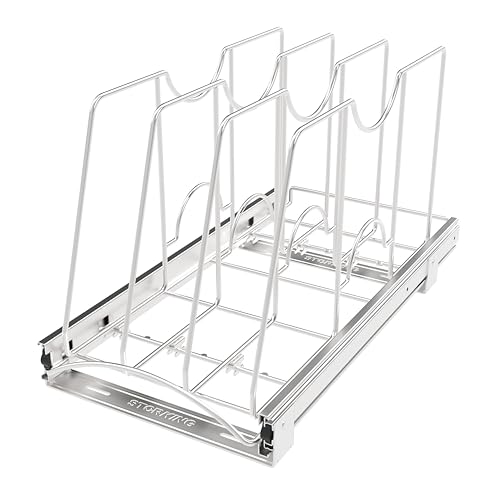 Pull Out Cookie Sheet Organizer, 11" W x 22" D x 11.8" H, Chrome - size: 11"W x 22"D