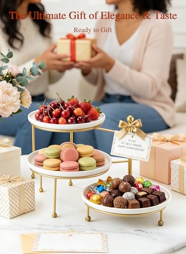 Tiered Serving Tray for Party, 10 Inch Dessert Display Stand, Gold - color: Gold