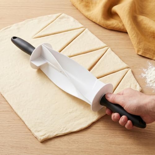 Rolling Pin 36.4cm – Irregular Shape Dough Roller Pastry Cutter for Dough, Croissant & Bread, Food-Safe Plastic Baking Tool with Detachable Handle