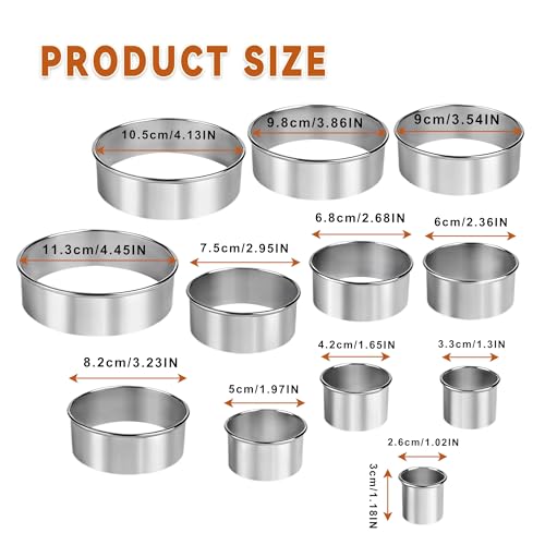 12-Piece Round Cookie Cutter Set - size: 12PCS Round Silver