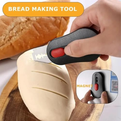 Premium Extractable & Magnetic Bread Lame Dough Scoring Tool, Sourdough Bread Lame Slashing Tool, Bread Dough Cutter Slashing Razor Tool,5 Razor Blades, Dough Scoring Knife Upgraded (Black) - color: Black