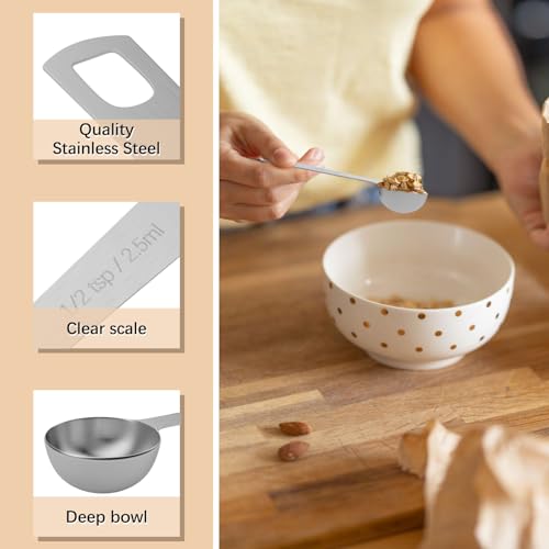 5PCS 1/2tsp(1/6tbsp, 2.5ml) Measuring Spoon, Stainless Steel Teaspoon - size: 1/2tsp