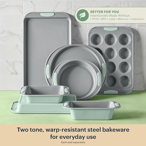 Pyrex 3-Piece Metal Cookie & Muffin Sheet Bakeware Set, Sage - color: Sage, size: 3 Piece Value Pack