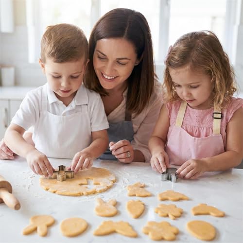 Easter Cookie Cutter Set, 12 Pieces Easter Bunny Cookie Cutter Set for Baking - Carrot, Bunny Face, Leaf, Egg, Flower, Butterfly Shapes Holiday Themed Party Supplies