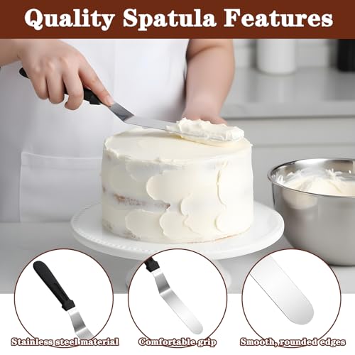 8" Icing Spatula, Offset Spatula Stainless Steel Angled Cake Spatulas Frosting Spatulas with Ergonomic Plastic Handle Cake scraper for Cakes Decorating, Frosting, Baking - size: 8"