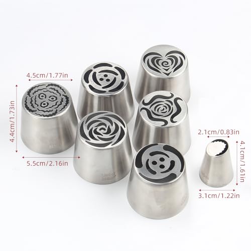 6 Pieces Extra Large Stainless Steel Marshmallow Flower Icing Tips Kit - color: SILVER SET18