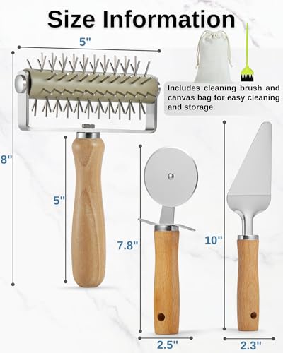 Pizza Dough Docker Roller with Stainless Steel Spikes - style: 3 Set