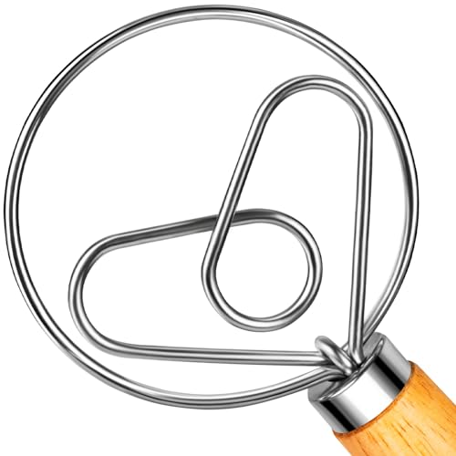 TEEVEA Danish Dough Whisk Wooden Handle Stainless Steel for Sourdough Bread - color: Rubber Wood Heart-Shaped