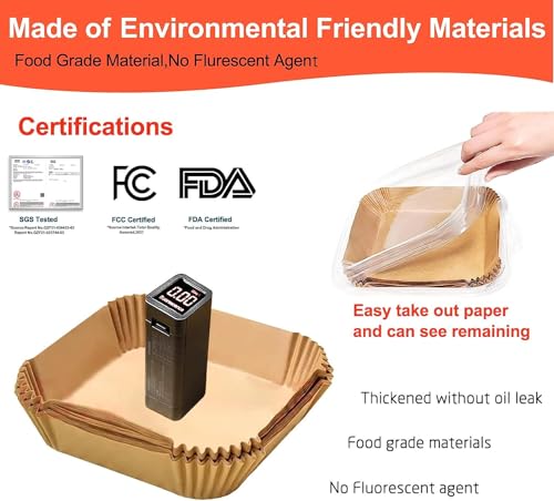 Air Fryer Liners Disposable 7 Inch, 4qt Air Fryer Liners 150pcs - size: 7.1" Square 150pcs