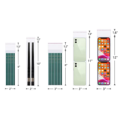 100pcs 3" x 12" Long Adhesive Cello Bags Crystal Sealed Clear Bag Long Resealable Cellophane Bags 1 Mil for Bakery Cookies Candies Jewelry Crafts - color: Clear, size: 1 Count (Pack of 100)