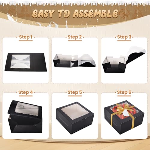 32Pcs 10 Inch Cake Boxes with Cake Boards (16Boxes & 16Boards) Black - color: Black