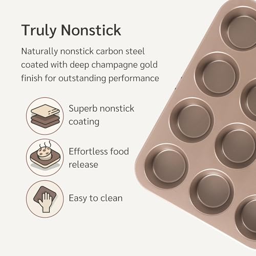 HAPPIELS 12 Cup Muffin Pan Nonstick, PFOA & BPA Free - style: Muffin Pan