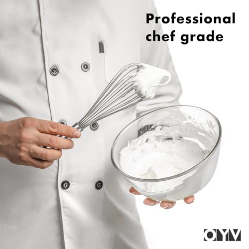 OYV 8" Small Whisk, 18/10 Stainless Steel Whisk, Ergonomic Handle - size: 8 inch silver