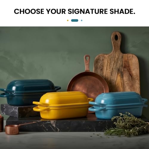 Oval Dutch Oven for Bread Baking,11.3x5.3 Enameled Cast Iron Bread Pan,Teal - color: Teal