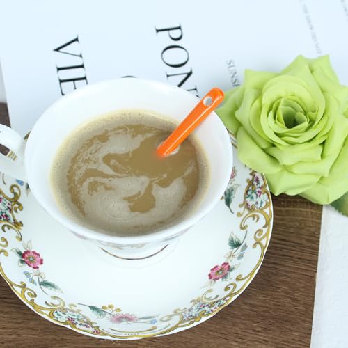 Mini Spoons for Spices, Ceramic Spoon 3.5 inch, Espresso Spoons - color: Orange spoon A set of 4