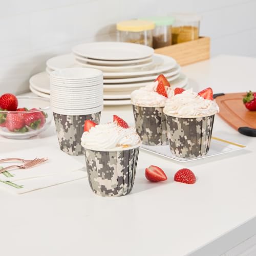 Restaurantware 4 oz Round Camouflage Paper Tall Baking Cup, 200 Pack - color: Camouflage, size: Tall