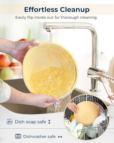Silicone Banneton Proofing Basket, Complete Sourdough Bread Baking Supplies - size: Premium 9" Round & 10" Oval